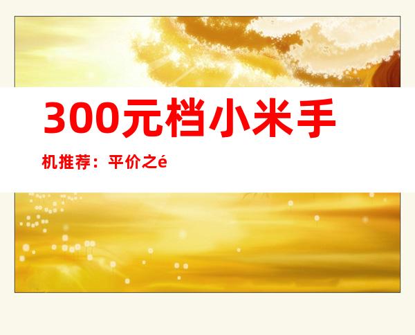 300元档小米手机推荐：平价之选，性价比出众
